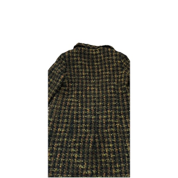 Vintage Austin Reed Women’s Plaid Wool Black Green Rust Trench Jacket Coat Sz 12 - Picture 8 of 10